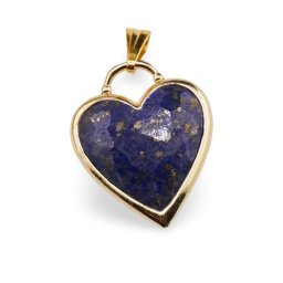 Pandantiv inima fatetata din Lapis lazuli cu montura aurie, 23mm