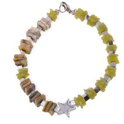 Bratara Jasp bumblebee si Jad olive patratele 6-7mm si Hematit cuburi 3mm si stea