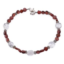 Bratara Granat si Cristal de stanca banuti 4-8mm, Labradorit discuri fatetate 3mm