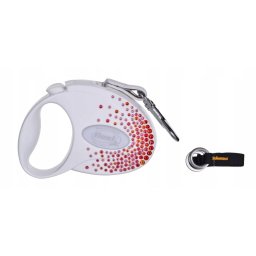 FLEXI Glam Splash Orient S Lesa banda pentru caini 3m alb decorat cu Swarovski