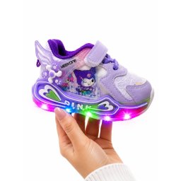 Pantofi sport cu luminite, Model cu holograma, Piele ecologica, Fete, Mov