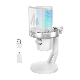 Microfon Gaming maono DM40 Pro Tehnologie AI Suport de Birou Alb