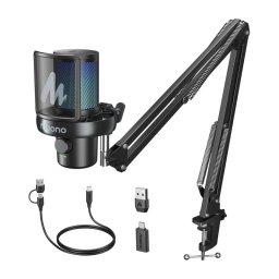Microfon Gaming maono DM40 S Pro Tehnologie AI Suport cu Brat pentru Birou Negru