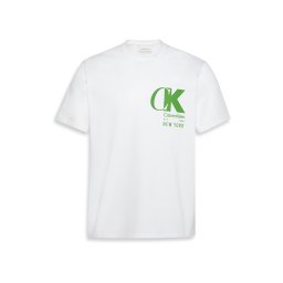 Calvin Klein Tricou '20S' verde / alb