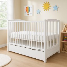 Patut New Baby LILLY crib with drawer and sidewall white