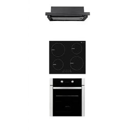 Cuptor Pachet incorporabil cuptor electric, plita inductie si hota telescopica Trio Super Black Studio Casa, 65 l, grill, Termostat, Programator digital, Clasa A, Inox/ Negru