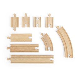 Set sine din lemn drepte si curbe pentru trenulete, 24 piese