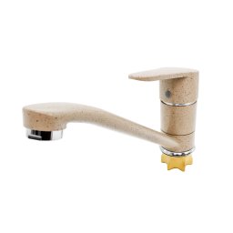 Baterie lavoar bej FLOW din zinc, cu pipa rotativa 360°