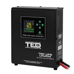 UPS cu runtime extins TED Electric, 900VA, 500W, sinusoidala pura, AVR, acumulator extern 12V LiFePO4 sau plumb-acid, montare pe perete, 2 prize Schuko, A0116704