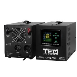 UPS cu runtime extins TED Electric, 2000VA, 1200W, sinusoidala pura, AVR, acumulator extern 12V LiFePO4 sau plumb-acid, 2 prize Schuko, TED006950