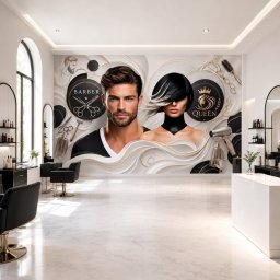 Fototapet Barber & Queen – Eleganță fără Limite BNPF2 (Alege materialul: : Tapet Hartie Semilucios + Adeziv)
