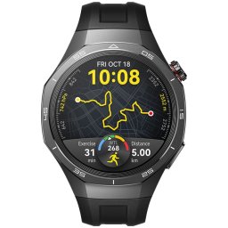 Ceas Smartwatch Huawei Watch GT 5 Pro, 46mm, Bluetooth, NFC, Tarnish Titanium Case, Black Fluoroelastomer Strap
