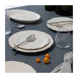 Set de veselă 18 piese crem/argintiu/porțelan