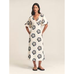 St MRLO Rochie 'Palm' bleumarin / alb lână