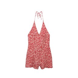 Pull&Bear Salopeta roșu cranberry / alb