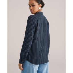 WE Fashion Bluză albastru marin / alb murdar