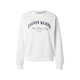 Calvin Klein Jeans Bluză de molton 'Varsity' albastru noapte / alb