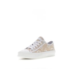 GUESS Sneaker low 'CAREY2' maro cămilă / alb