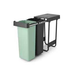 Brabantia Coș de colectare selectivă Sort&Go 1008863, 2x30 l, Montaj intern cu cadru telescopic, Gri/verde