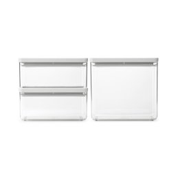 Cutii depozitare Brabantia Tasty+ Stackable 1008882, 1.5L/3.5L, Fara BPA, Inchidere etansa, Gri deschis