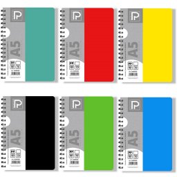Caiet A5 cu spira, 80 file, coperta plastic PP400, hartie 70 g/mp, Paperland Premium