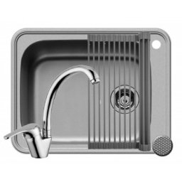 Set chiuveta inox SPACE PLUS 1B LN, baterie SERENO crom si Roll Up 108722401SRNRL