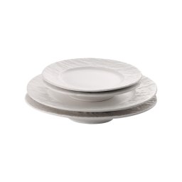 Vesela pentru masa si tacamuri Set farfurii plate mari 6 piese ZASS ZG-DS 01 Alb