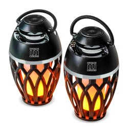 Boxa portabila 10 W Bluetooth lumina LED sunet 360 grade True Wireless Stereo protectie IPX4 tuburi si tarus pentru fixare set 2 bucati Negru
