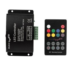 Controller, audio RF Pentru, Benzi LED RGB, 12А, 12-24V DC, 144W (12V), 288W (24V), Ultralux, RGBRF12MC