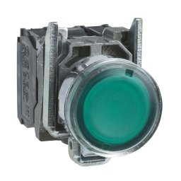 Buton Ilum. Complet Incastrat Verde Ø 22, Revenire Cu Arc, 1No+1Nc Lt/= 250 V, Schneider, XB4BW3365