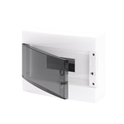Tablou de Distributie Montaj Aparent cu Usa Transparenta Fumurie - cu Bloc Terminal N (2X16)+(7X10) E (2X16)+(7X10) - 8 Module IP40 Gewiss GW40043BS
