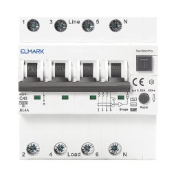 Intrerupator Diferential - RCBO, JEL4A, 6kA, Tip A - Curba C, 3P+N, 16A, 300mA - Elmark, 40479A