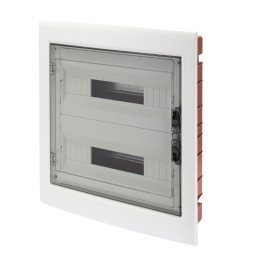Tablou de distributie montaj Incastrat cu Usa Transparenta Fumurie cu Cadru Extractabil - cu Regleta de Borne N (3X16)+(17X10) E (3X16)+(17X10) - (18X2) 36 Module - IP40 Gewiss GW40609BS
