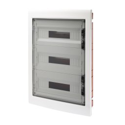 Tablou de distributie montaj Incastrat cu Usa Transparenta Fumurie cu Cadru Extractabil - cu Regleta de Borne N (3X16)+(17X10) E (3X16)+(17X10) - (18X2) 36 Module - IP40 Gewiss GW40609BS