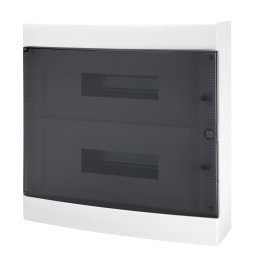 Tablou de Distributie Montaj Aparent cu Usa Transparenta Fumurie - Pre-Aranjat pentru Blocul de Borne - (18X2) 36 Module IP40 Gewiss GW40049