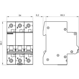 Siguranta automata tripolara 6KA 3P CURBA C 6A Siemens