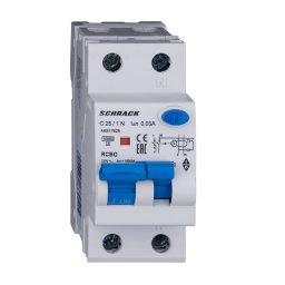 Intrerupator, automat, diferential, Schrack, AMPARO, Tip A, Bipolar, 1P+N, Curba C, 25A, 30mA, 10kA