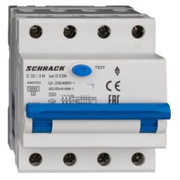 Intrerupator, automat, diferential, Schrack, AMPARO, Tip A, Tetrapolar, 3P+N, Curba C, 32A, 30mA, 6kA
