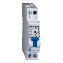 Intrerupator, automat, diferential, Schrack, Tip A, Bipolar, 1P+N, Curba C, 32A, 30mA, 6kA