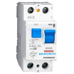 Intrerupator, diferential, Schrack, Tip A, Bipolar, 2P, 40A, 30mA, 10kA
