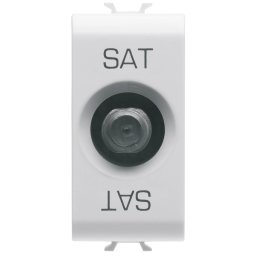 Priza, coaxiala, TV/SAT, Gewiss, Chorus, ecranare, clasa, A, conector, F, mama, directa, cu, trecere, de, curent, 1, modul, alb, lucios, GW10371