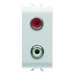 Priza, audio, si, video, Gewiss, Chorus, RCA, dublu, 1, modul, alb, lucios, GW10453