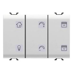 Panou, cu, butoane, cu, simboluri, interschimbabile, KNX, 6, canale, 3, module, alb, lucios,, Gewiss, Chorus, GW10783A