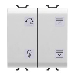Panou, cu, butoane, cu, simboluri, interschimbabile, KNX, 4, canale, 2, module, alb, lucios,, Gewiss, Chorus, GW10787
