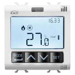 Termostat, cu, management, umiditate, KNX, 2, module, alb, lucios,, Gewiss, Chorus, GW10795H
