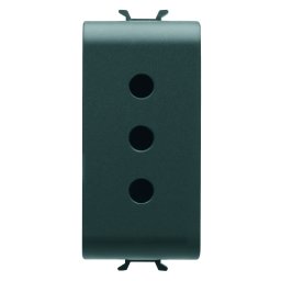 Priza, standard, Gewiss, Chorus, italiana, 250V, c.a., 2P+E, 10A, P11, 1, modul, negru, satinat, GW12201