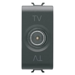 Priza, TV, coaxiala, Gewiss, Chorus, cu, ecranare, clasa, A, conector, tata, IEC, 95, mm, directa, cu, trecere, de, curent, 1, modul, negru, satinat, GW12361
