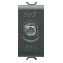 Priza, coaxiala, TV/SAT, Gewiss, Chorus, ecranare, clasa, A, conector, F, mama, directa, cu, trecere, de, curent, 1, modul, negru, satinat, GW12371