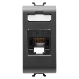 Priza, RJ45, Gewiss, Chorus, categoria, 6, UTP, 1, modul, satinat, negru, GW12423