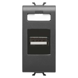 Priza, USB, Gewiss, Chorus, 1, modul, negru, satinat, GW12459